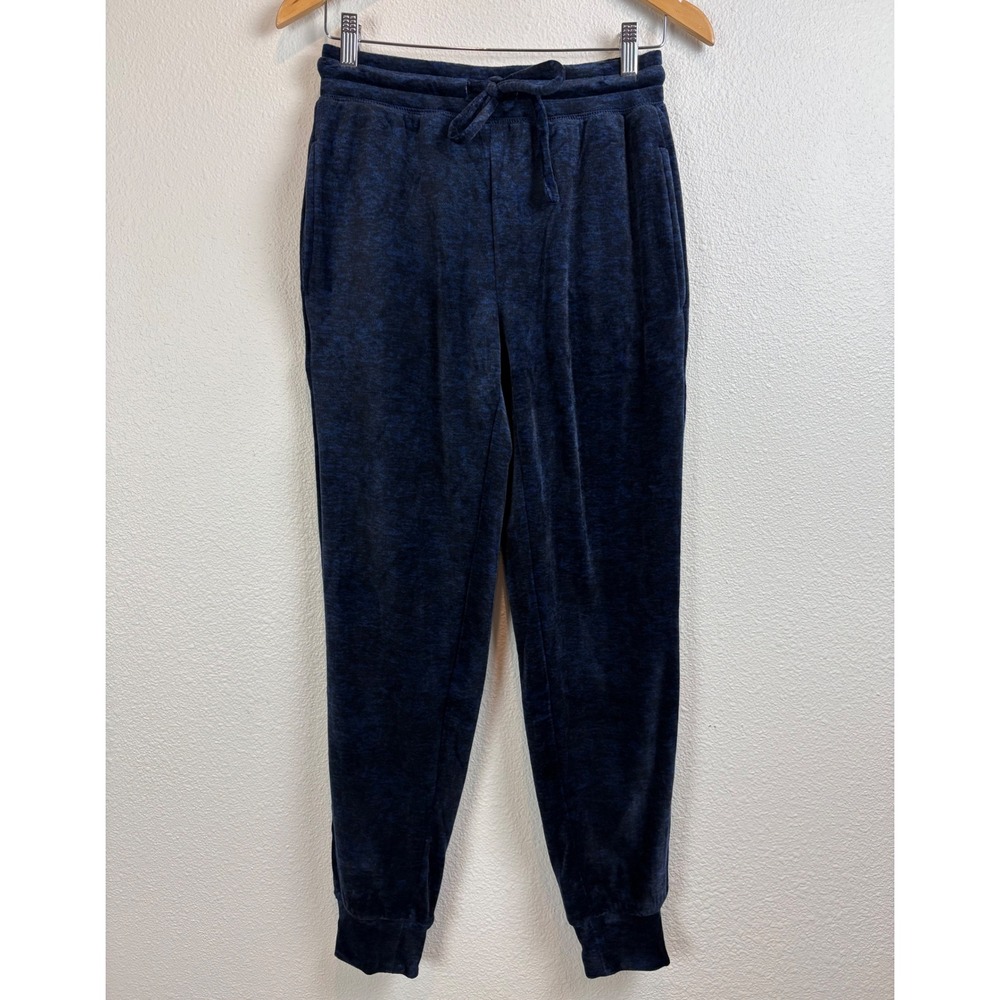 Cuddl Duds Dark Blue Space Dye Velvet Jogger Pants Small Cozy GrandmaCore Fall